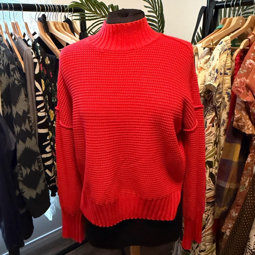 Women's Red Moc Turtleneck Sweater